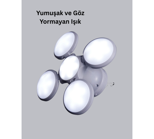 Solar Güneş Enerjili ve USB Şarjlı 5 Kanatlı LED Kamp Lambası