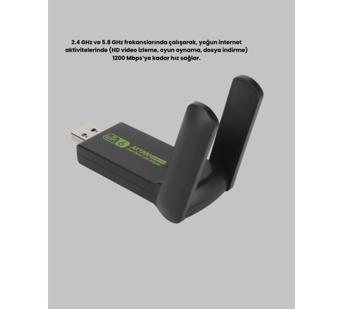 Dual Band USB WiFi Adaptör – 1200 Mbps Hız