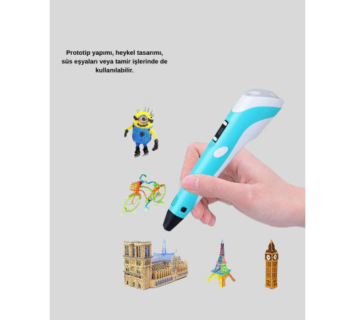 3D Kalem Ergonomik ve 1.75 mm Filament Destekli FDM Yazıcı Kalemi