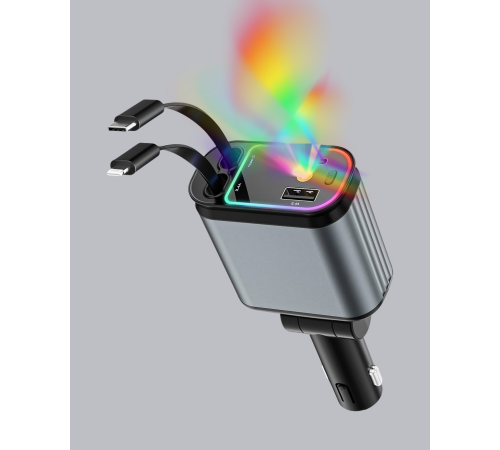 Araç Şarj Cihazı 66W 4 Portlu Hızlı Şarj ve LED Işıklı