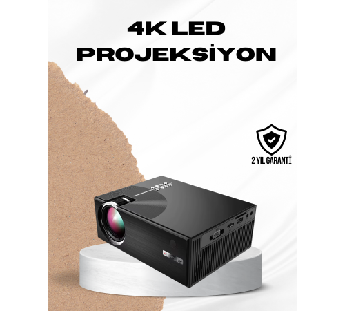 HDMI ve USB Girişli Taşınabilir Projeksiyon – Full HD, Kumandalı, Oyun ve Film Deneyimi