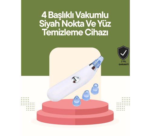 USB Destekli 4 Başlıklı Siyah Nokta Vakum Cihazı – Gözenek Temizleyici ve Cilt Yenileyici Bakım Aleti