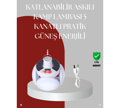 Uzaktan Kumandalı, 360 Derece Katlanabilir Solar LED Aydınlatma Çadır Lambası