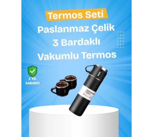 Paslanmaz Çelik Termos Seti | 500 ml Kapasite, 6-12 Saat Isı Koruma, Hediye Kutulu