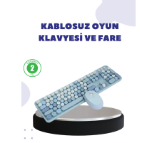 Kablosuz Retro Klavye ve Mouse Seti – 104 Tuşlu, Sessiz Yazım