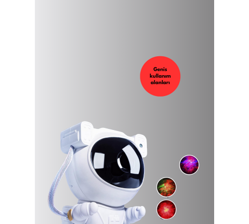 8 Efektli Astronot Galaxy Projektör Uzaktan Kumandalı LED Gece Lambası