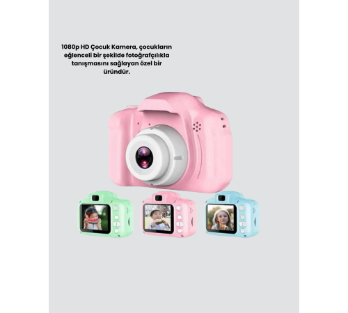 8MP Mini Çocuk Fotoğraf Makinesi – Pembe Ses Kaydı Özellikli