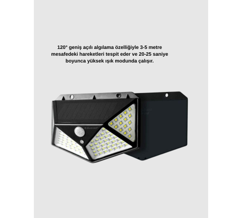 100 LED Güneş Enerjili Bahçe Lambası – PIR Sensörlü, IP65 Su Geçirmez Dış Mekan Aydınlatma
