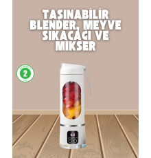 Şarjlı Blender – 12 Bıçaklı, 450 ml Kapasiteli, Taşınabilir Tip-C Mikser