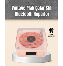 Retro Bluetooth Hoparlör – Yumuşak Gece Lambası ve Saat Göstergeli