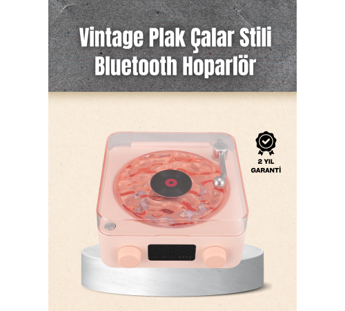 Retro Bluetooth Hoparlör – Yumuşak Gece Lambası ve Saat Göstergeli