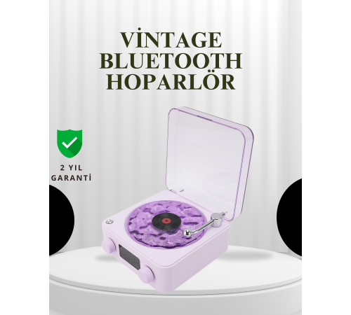 Projektörlü Gece Lambalı Retro Hoparlör – Taşınabilir Bluetooth Speaker