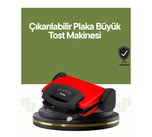 Profesyonel 2000W Tost Makinesi – Ayarlanabilir Termostat ve Çıkarılabilir Plaka