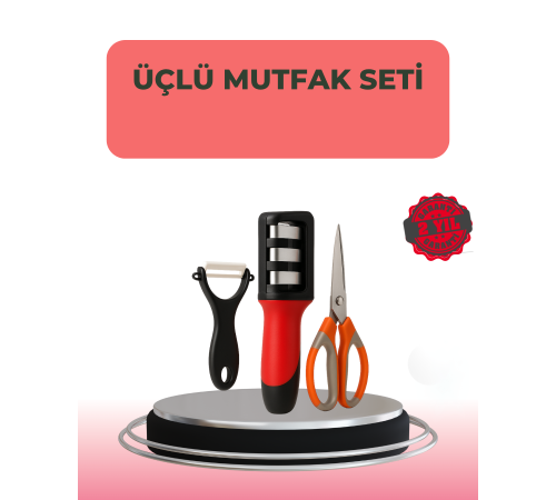 3 Parçalı Çok Fonksiyonlu Mutfak Makas Seti – Paslanmaz Çelik, Ergonomik Tasarım