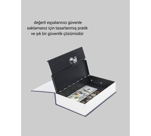Gizli Kitap Kasa – Metal Gövdeli, Anahtarlı