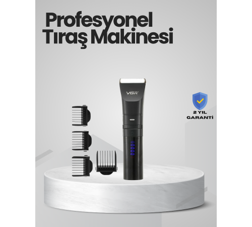 Şarjlı Tıraş Makinesi –Dijital Ekranlı, Hızlı Şarjlı, Profesyonel Kesim Seti