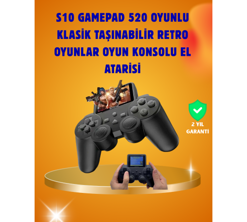 Çocuklar ve Yetişkinler İçin Uygun 500 Oyunlu Taşınabilir Mini Retro El Konsolu