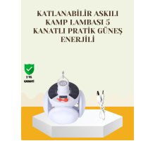 Güneş Paneliyle Şarj Olan Katlanabilir LED Çadır Lambası – 5 Kademeli Aydınlatma