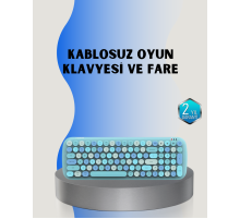 Retro Tarz Kablosuz Klavye Mouse Seti – 104 Tuşlu, Ergonomik Tasarım