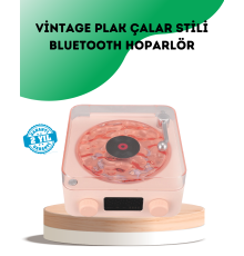 Retro Bluetooth Hoparlör – Kristal Ses, Gece Lambası, Saatli Tasarım