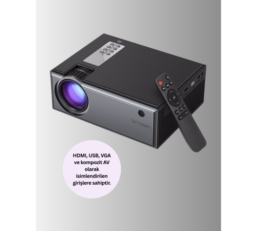 Yüksek Parlaklıkta Projeksiyon Cihazı – 1080p Destekli, Taşınabilir Ev Sineması Sistemi