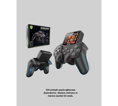 2.4 İnç Ekranlı 500 Oyunlu Taşınabilir Retro Oyun Konsolu, Şarjlı El Tipi Mini