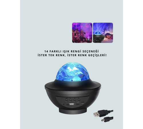 Bluetooth & USB Müzik Çalar Gece Lambası – 50 m² Kapsama, Uzaktan Kumanda