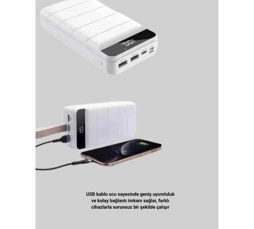 Çoklu Cihaz Uyumlu LED Ekranlı 50000 mAh Powerbank