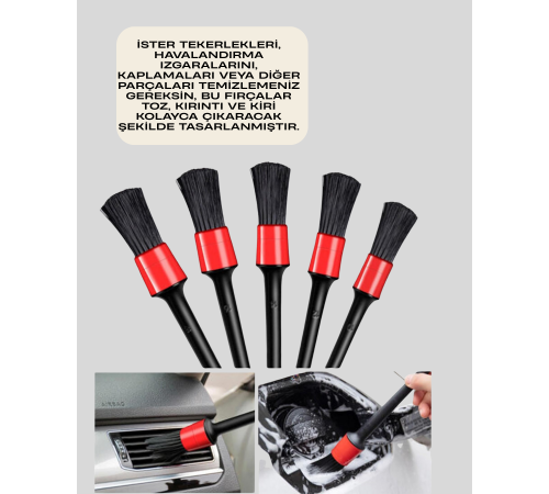 Araç İçi Detaylı Temizlik Seti-Araba Jant ve İç Yüzey Temizlik Fırçaları