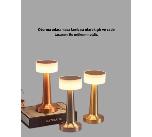 Modern USB'li Kablosuz Masa Lambası – Minimalist Tasarım, 3 Farklı Parlaklık