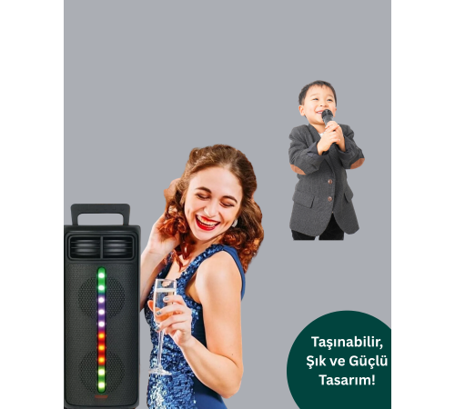 Kablosuz RGB Işıklı Bluetooth Hoparlör | Ev, Parti ve Açık Hava Kullanımı
