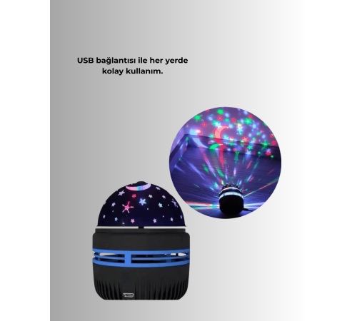 USB’li Yıldız Projektör Lamba – Döner Galaxy Işık Şovu, Çocuk ve Yetişkin Uyku Lambası