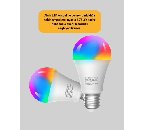 RGBW Teknolojili Akıllı LED Ampul, Zamanlayıcılı