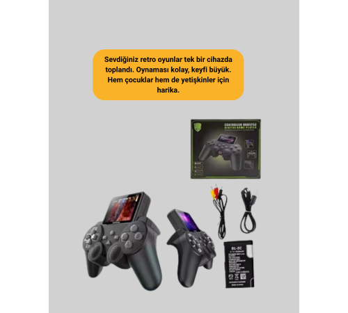 2.4 İnç HD Renkli Ekranlı 500-in-1 Taşınabilir Retro Oyun Konsolu, Kablolu TV Bağlantısı ve Uzun Pil Ömrü