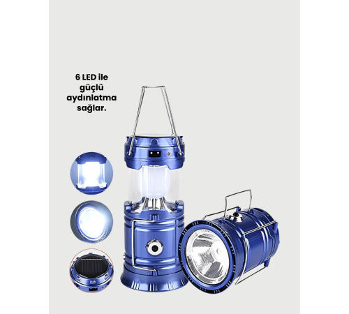 Katlanabilir USB Çıkışlı Kamp Feneri – Şarj Edilebilir, Dayanıklı ve Çok Fonksiyonlu