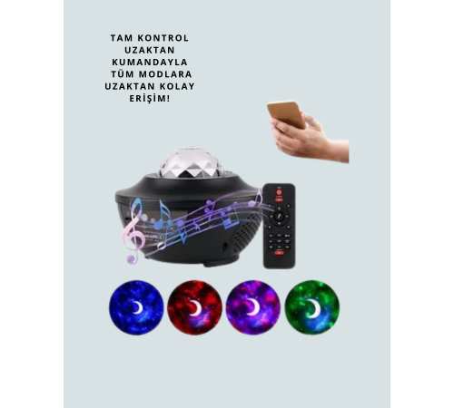 Bluetooth & USB Müzik Çalar Gece Lambası – 50 m² Kapsama, Uzaktan Kumanda
