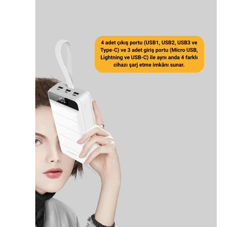Çoklu Cihaz Uyumlu LED Ekranlı 50000 mAh Powerbank