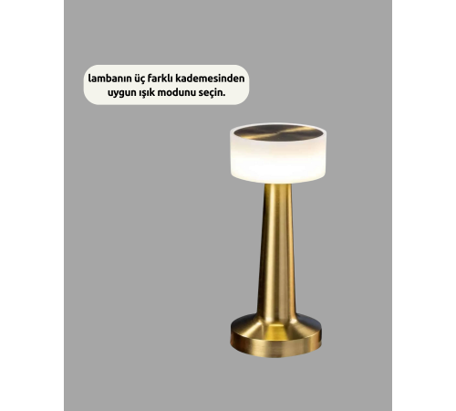 Modern USB'li Kablosuz Masa Lambası – Minimalist Tasarım, 3 Farklı Parlaklık