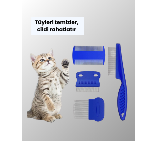 Evcil Hayvan Bakımı İçin Dayanıklı ve Çok Amaçlı Tarak Seti (4 Parça)