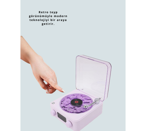 360° Sesli Kablosuz Hoparlör – Retro Tasarım ve Projektör Işığı