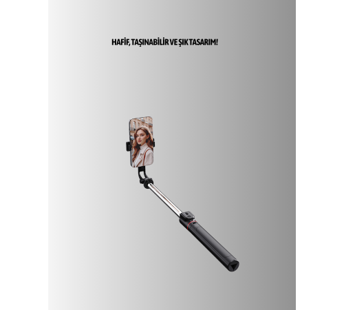 Bluetooth Işıklı Uzaktan Kumandalı Selfie Çubuğu – 130 cm Yükseklik