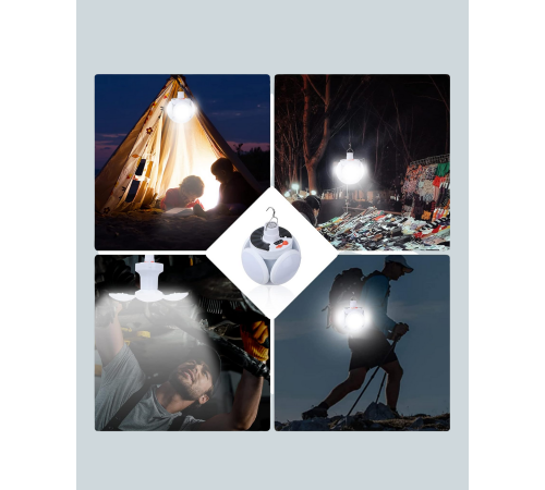 Güneş Paneliyle Şarj Olan Katlanabilir LED Çadır Lambası – 5 Kademeli Aydınlatma