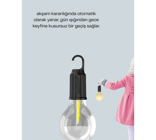 Akıllı Sensörlü USB Şarjlı Kamp Lambası