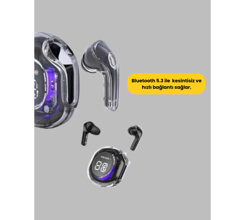 Bluetooth 5.3 Kablosuz Kulaklık 30mm Sürücü LED Ekranlı Mikrofonlu
