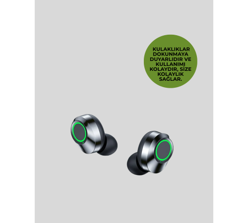 Kablosuz Kulak İçi Bluetooth Kulaklık – Dokunmatik Kontrol ve LED Şarj Ekranı