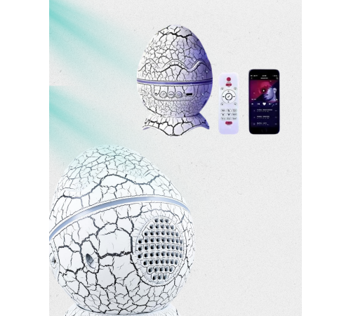 Dinozor Yumurtası Galaksi Projektör Gece Lambası 4'ü 1 Arada – Bluetooth Hoparlörlü