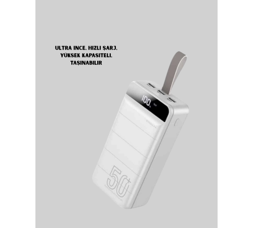 50000mAh Yüksek Kapasiteli Powerbank Hızlı Şarj ve LED Ekranlı