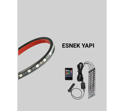 4 Parça RGB LED Araç İçi Aydınlatma Sistemi