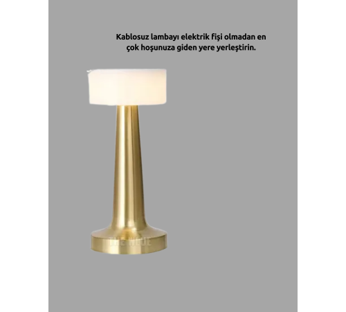 3 Kademeli Dokunmatik Başucu Lambası – Pil ile Sağlam Kablosuz Tasarım