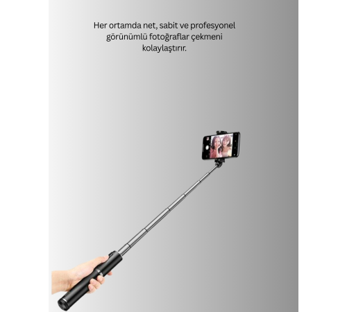 Bluetooth Selfie Çubuğu – Işıklı, Katlanabilir, Uzaktan Kumandalı